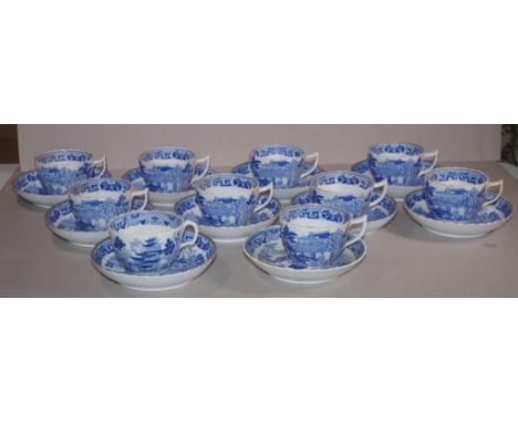 Ten Miles Mason bone china cups & saucers Pagoda Pattern, circa 1820, as inspected