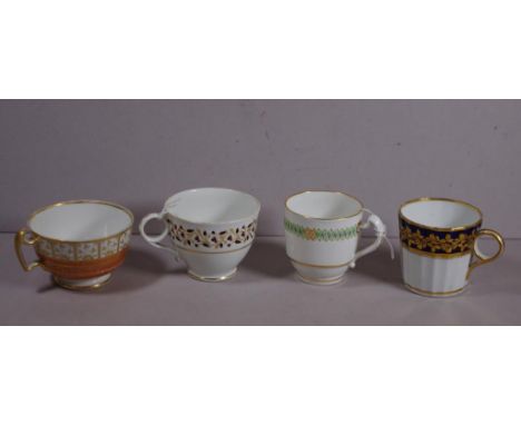 Four various early English coffee cups to include Chamberlain; Flight Barr & Barr (2); etc