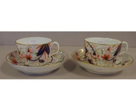 Two Bute shaped Imari cups & saucers bone china, circa 1810