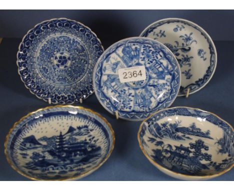 Five various Antique Chinese porcelain dishes including Qing & Kangxi style.