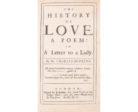 Hopkins (Charles) The History of Love. A Poem: In a Letter to a Lady, first edition, early ownership inscription of John Home