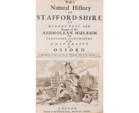 Staffordshire.- Plot (Robert) The Natural History of Stafford-shire, first edition, title with engraved vignette, folding map