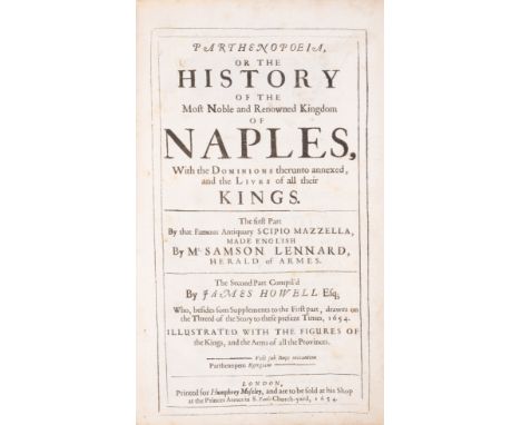 Italy.- Naples.- Mazzella (Scipione) Parthenopoeia, or The History of the Most Noble and Renowned Kingdom of Naples, first ed
