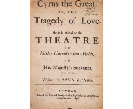 Banks (John) Cyrus the Great: or, The Tragedy of Love, first edition, all leaves window-mounted, foxed and browned, disbound,