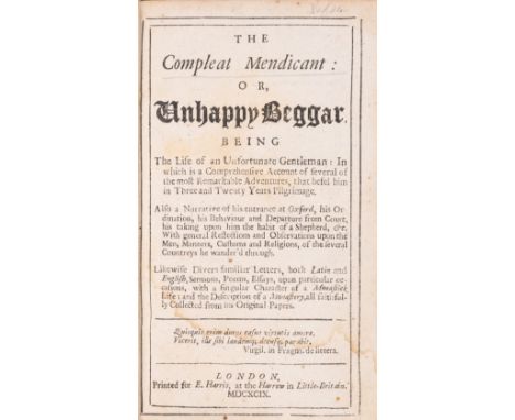 [?Defoe (Daniel)] The Compleat Mendicant: or, Unhappy Beggar, first edition, with initial advertisement leaf for a second par