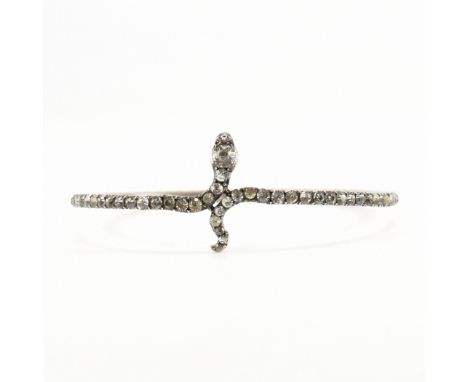 A vintage 925 silver &amp; paste set snake bangle. The bracelet in the form of a wrapped snake crossing at the head &amp; tai