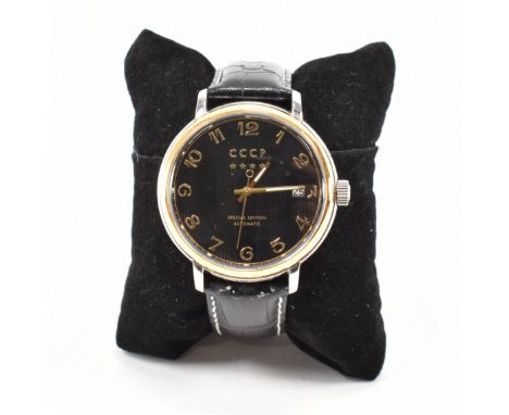 A CCCP automatic special edition gentleman's wrist watch. The watch having a round face with arabic numerals to the chapter r