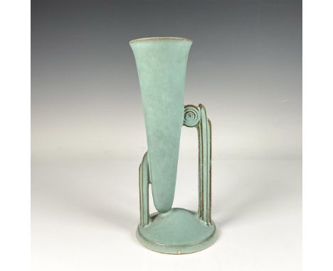Serene bud vase with a smooth surface in classic and timeless jade color. Roseville mark and number 791 on the bottom. Issued
