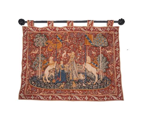 Beautiful craftsmanship piece inspired by the historic, legendary tales of Camelot. This tapestry design incorporates a lion 