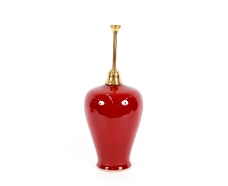 A Chinese Sang de Boeuf lamp base, 51cm high overall