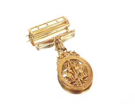 An 18ct gold sash badge for the Most Honourable Order of the Bath, with suspension items, the sash badge 19.9gms and the yell