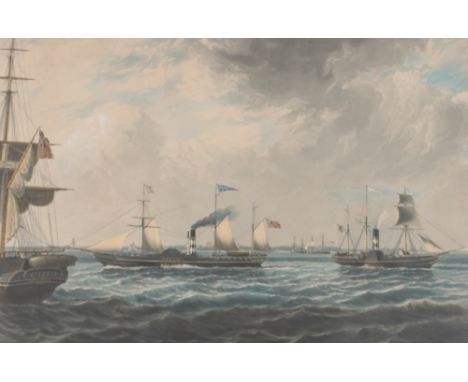 After John Ward and engraved by R. G. &amp; A.W. Reeve, hand coloured aquatint "Vivid and Water Witch Off Orford Ness In A Br