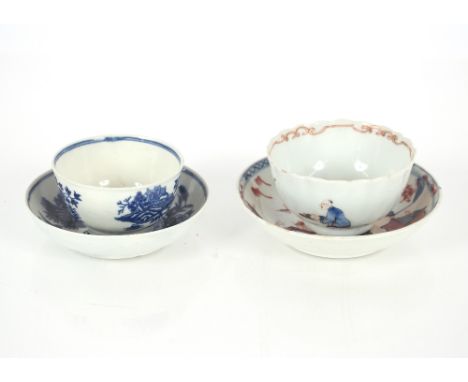Two 18th Century Worcester tea bowls and a saucer; and a collection of various other English and Chinese tea bowls and saucer