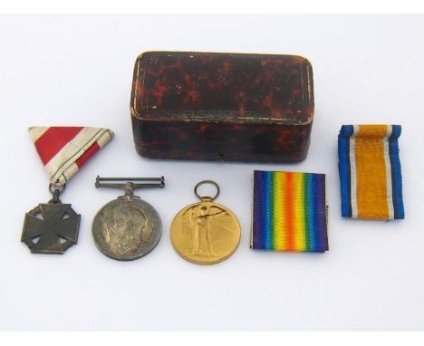 Militaria:- A pair of WWI medals to Captain R.D. Bell, British War Medal and Victory Medal, complete with loose ribbons for e