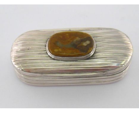 A George III Irish silver snuff box by John Egan, Dublin, circa 1807/08, rectangular with rounded ends and ribbed surfaces, c