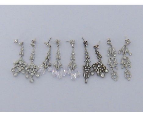 A collection of rhodium plated silver and crystal set chandelier earrings by Andrew Prince, various designs (5)Andrew Prince 