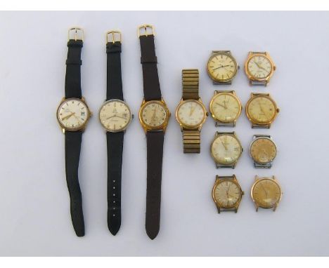 A collection of 1950/60s gentleman's gilt metal and stainless steel manual wind wristwatches, including Rotary, CYMA, Atlanti
