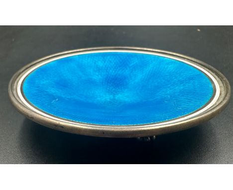 A Norwegian Marius Hammer silver and blue enamel,marked 930S,  bowl on four feet.