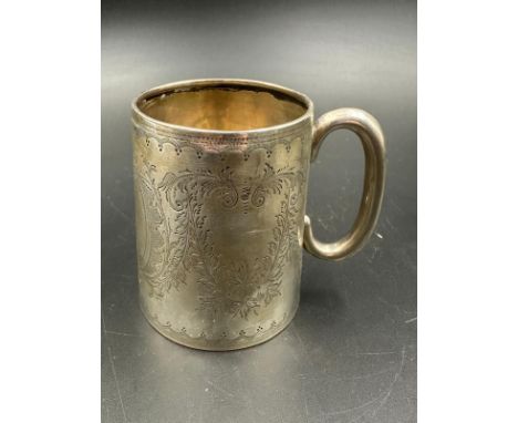 A small silver tankard, approximate total weight 66g and 7cm in height, hallmarked for Birmingham by William M Hayes