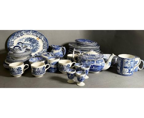 A quantity of blue and white china, various makers and ages to include Spode
