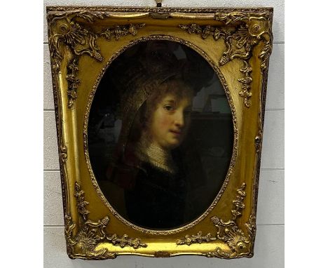 An oil on board portrait of a young woman (Frame 51cm x 41cm)