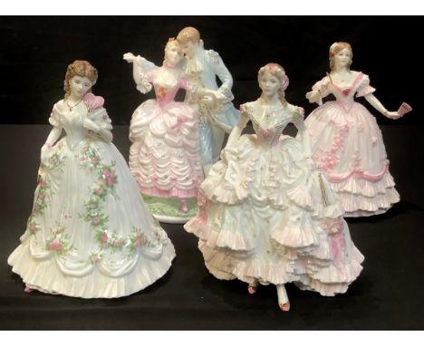 A Royal Worcester limited edition figure, Royal Debut, no 1270; another, the Masquerade Begins, no 6225; others, Queen of Hea