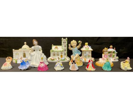 A Coalport model, The Cascade House at Chatsworth in Fantasy; others, Village Church, The Summer House, Keepers Cottage; a Ro