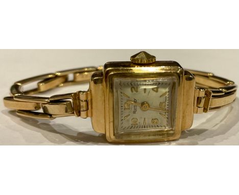 A lady's 9ct gold Rotary wristwatch, 9ct gold strap, 14g gross 