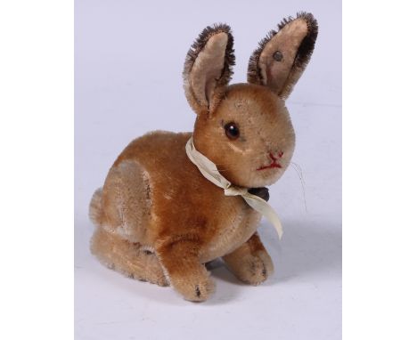 Toys &amp; Juvenalia - a Steiff (Germany) golden mohair Rabbit, amber and black eyes, red stitched nose and mouth,  trademark
