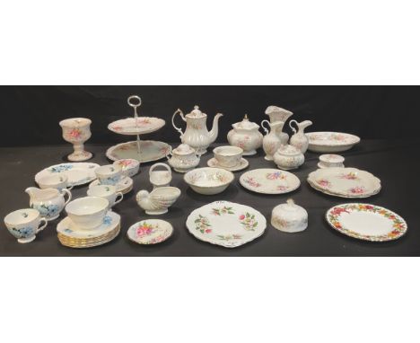 A Paragon Affection pattern coffee pot, sucrier and cover, butter dish and cover, sugar bowl, oval dish, circular bowl; a Roy