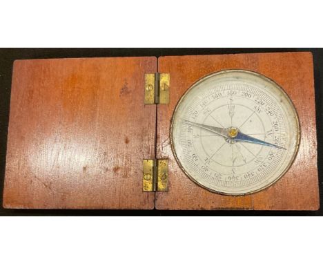 A 19th century mahogany travelling pocket compass 
