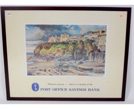 A framed quad-royal poster, Post Office Savings Bank showing view of Port Isaac, Cornwall, some creasing, A framed double Roy