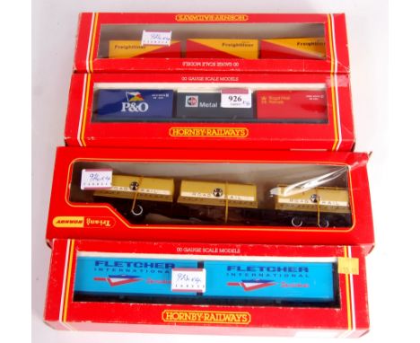 Hornby R020, R022, R030, freight liner wagons and containers, one item missing inner packing (G-BG) and Triang Hornby R632 fr