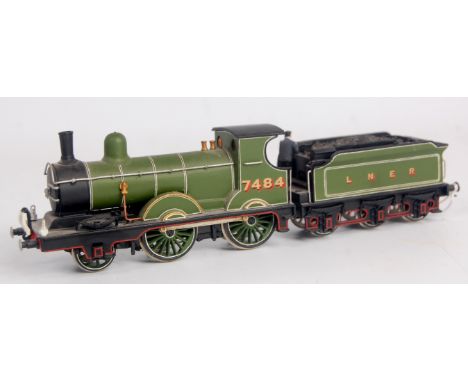 A white metal kit built ex GER E class 2-4-0 engine and tender as LNER lined green no. 7484, smart turn out for official duti