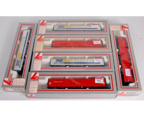 6 Lima BHA hooded steel carrier wagons, 3x Railfreight Metals and 3x Tiphook (M-BM)