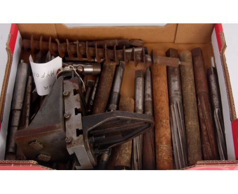 2 boxes containing various woodworking tools and reamers, sold with a Myford lathe Molling Slide