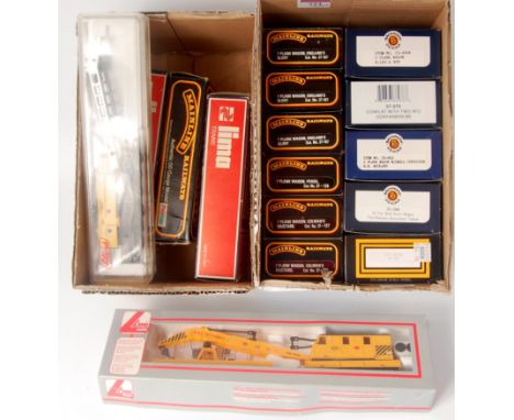 LNER green class J72 tank engine, 13 goods wagons (some duplication), 2 breakdown cranes by Mainline, Bachmann, Lima etc (G-B