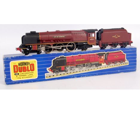 A Hornby Dublo 3 rail 3226 'City of Liverpool' engine and tender, with instruction, minor touching in to boiler lining (G-BG)