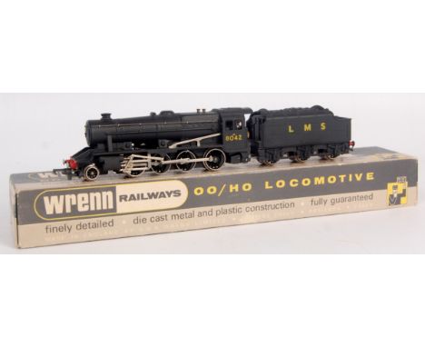 A Wrenn railways W2225 LMS black 2-8-0 engine and tender, a few minor blemishes to paintwork on raised edges (G-BG)