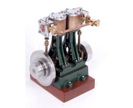 Stuart Turner D10 twin cylinder marine engine 3/4 inch bore x 3.4 inch stroke with flywheel one end of crankshaft and grooved