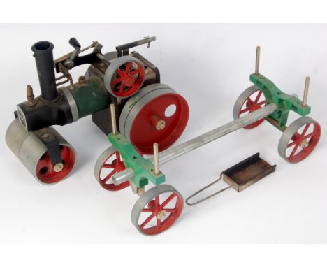 Mamod SR1a steam roller, loose example in used condition and with burner, sold with the Mamod log trailer, no logs and missin