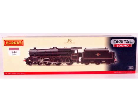 A Hornby R2895XS BR lined black class 5 engine and tender with sound, decoder fitted, no instructions and one con rod has bec