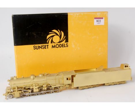 A Sunset Models unpainted brass Korean built American H0 PRR 2-10-0 engine and tender (M-BM)