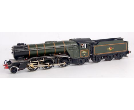 A brass kit built of LNER class V2 engine and tender, finished BR lined green no. 60902 with 34A shed plate (VG) scale wheels