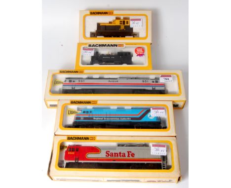 Bachmann H0 American Outline E60CP electric loco Amtrak (G-BG), EMD F40PH diesel RTA blue (NM-BNM) GEE60 CF electric loco San