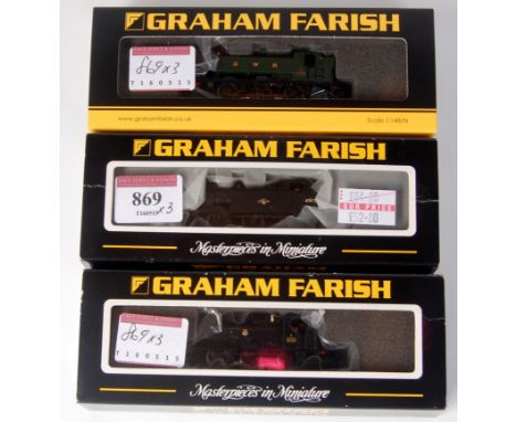 Graham Farish by Bachmann N gauge 371-907 BR black 57XX pannier tank engine (NM-BNM), 371-954A, GWR green 94XX pannier tank e