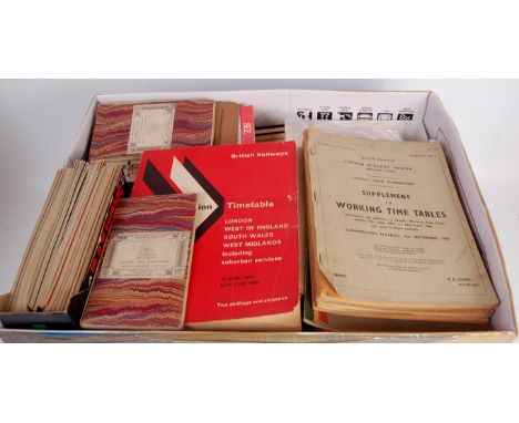 Large quantity of railway related books and ephemera, mixed lot to include LNWR scales of pay leaflet/notes, LM working timet