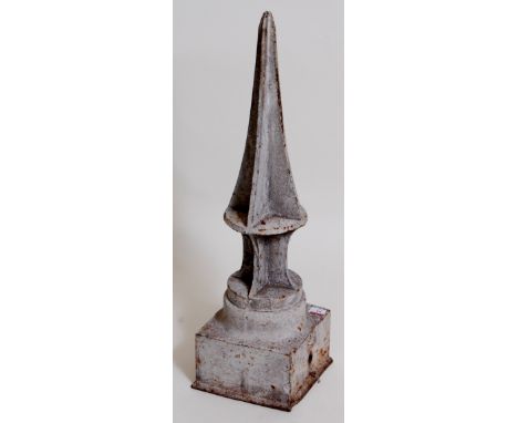 A railway cast iron finial, unmarked, possibly a signal finial, finished in white