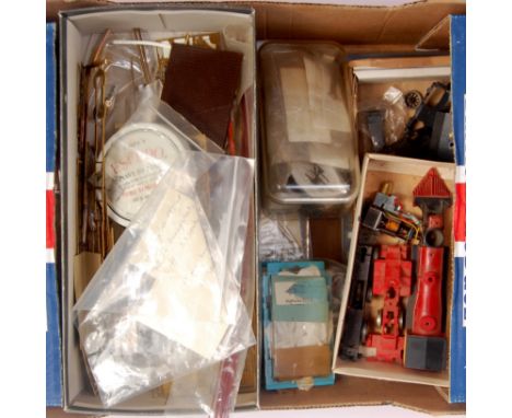 3 trays containing mainly locomotive, spares and parts Triang, Gibson, Bachmann noted, 2 folders containing instruction sheet