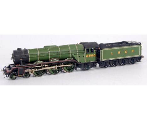 A white metal kit built LNER class A3 engine and tender with banjo dome finished in Doncaster green as no. 2500 'Windsor Lad'